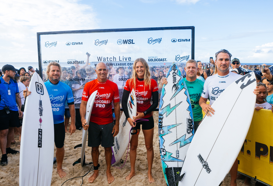 Mark Occhilupo, Kelly Slater, Stephanie Gilmore, Mick Fanning, Joel Parkinson 24Goldcoast 0Y6A3065 Cait Miers (1)